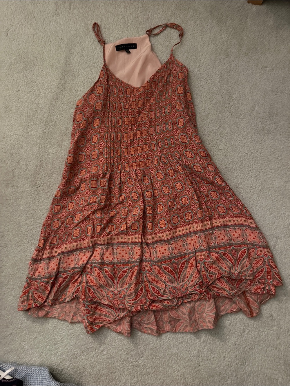 Sanctuary Coral Paisley Tiered Mini Dress